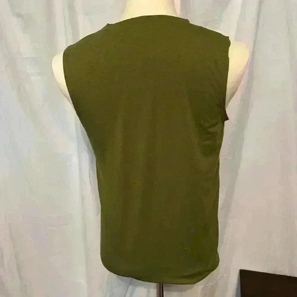 Women’s Sleeveless American Flag Tank Top. Size Medium. Olive Green. - Picture 2 of 3